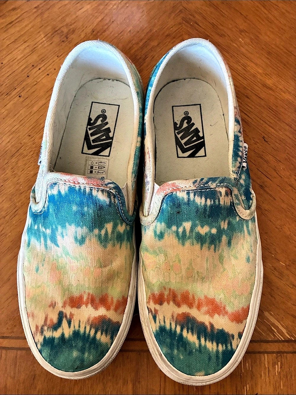 Vans Classic Slip-On Washed Tie Dye Sneakers in Blue & Green